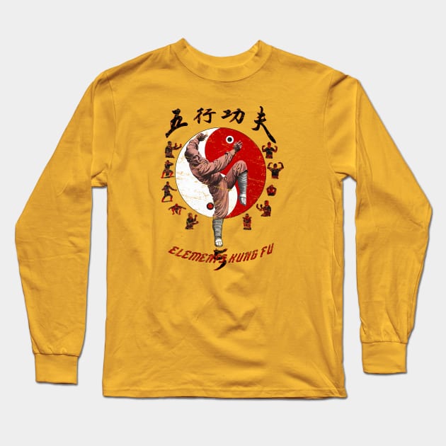 Five Elements Kung-Fu Vintage Long Sleeve T-Shirt by 8 Fists of Tees